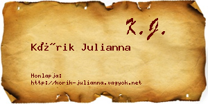 Kórik Julianna névjegykártya