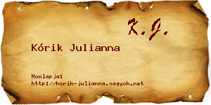 Kórik Julianna névjegykártya